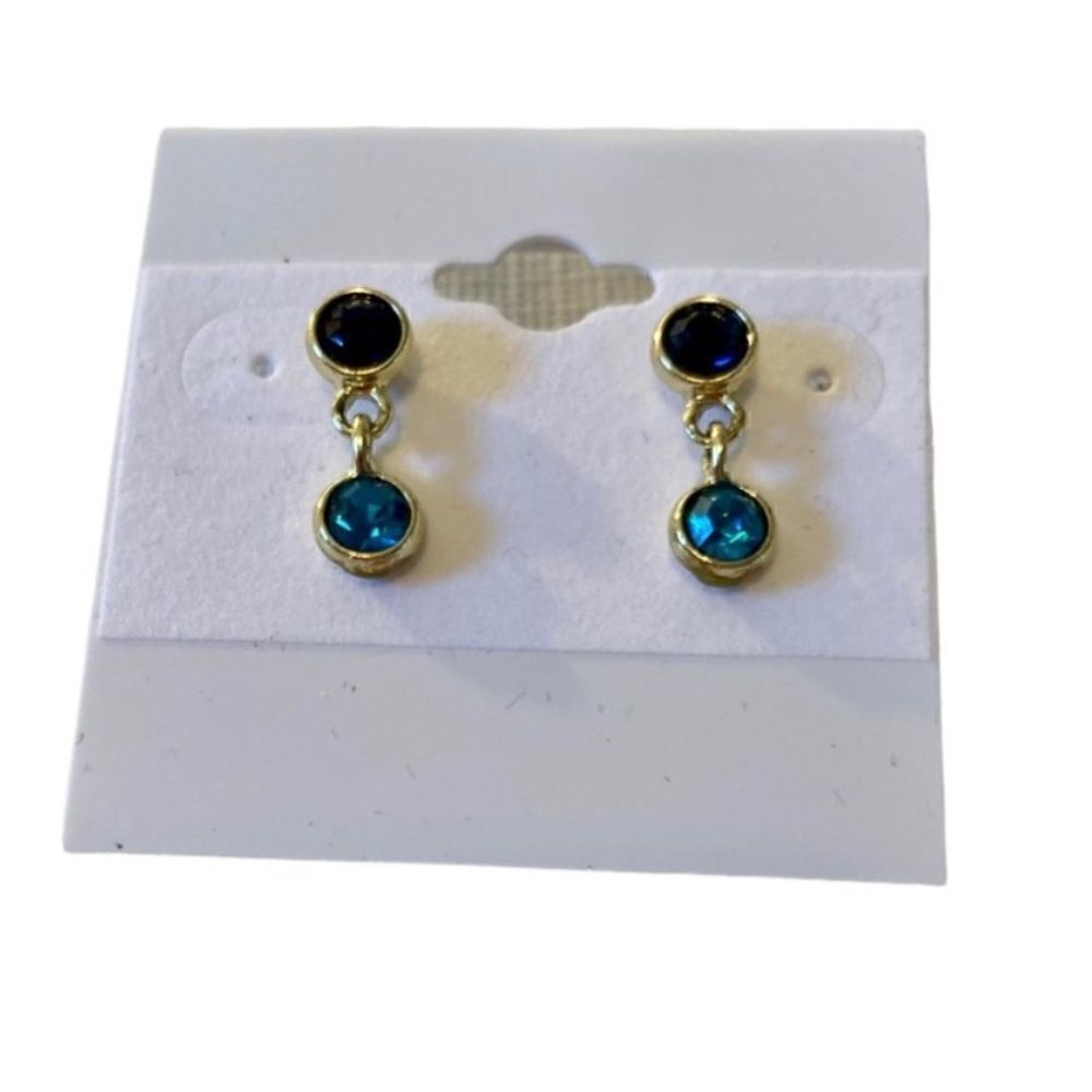 Lucky Brand Small Double Drop Blue Gemstone Earrings